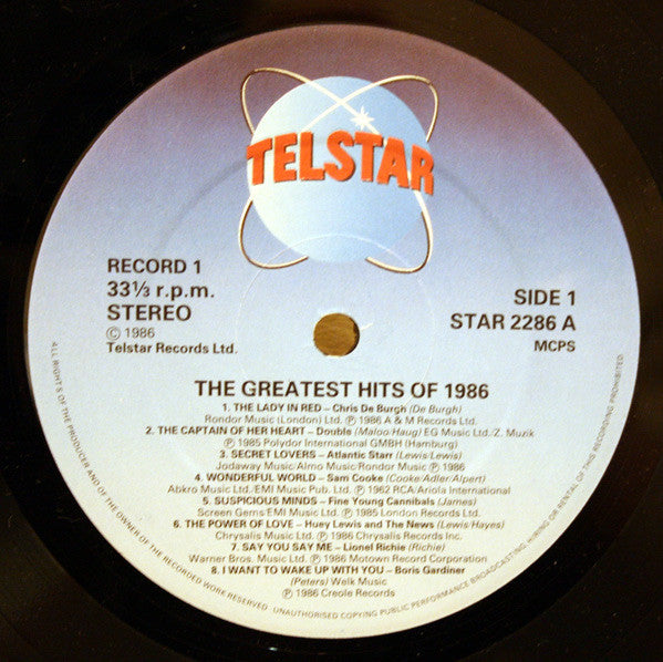 Various : The Greatest Hits Of 1986 (2xLP, Comp, PRS)