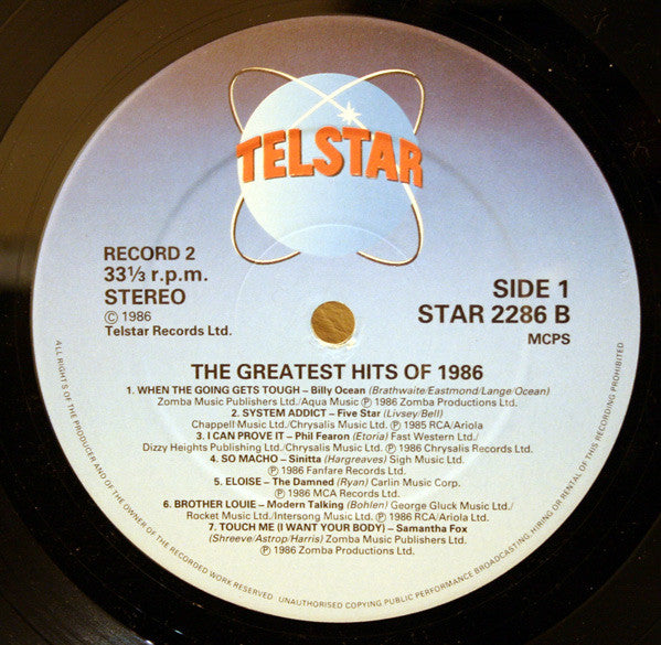 Various : The Greatest Hits Of 1986 (2xLP, Comp, PRS)