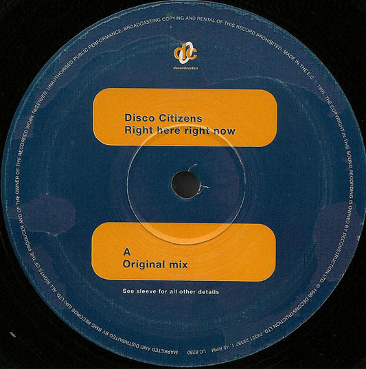 Disco Citizens : Right Here Right Now (12")