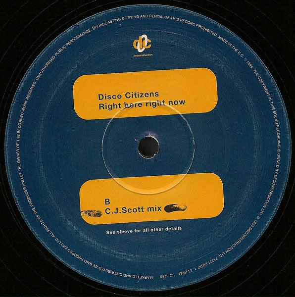 Disco Citizens : Right Here Right Now (12")