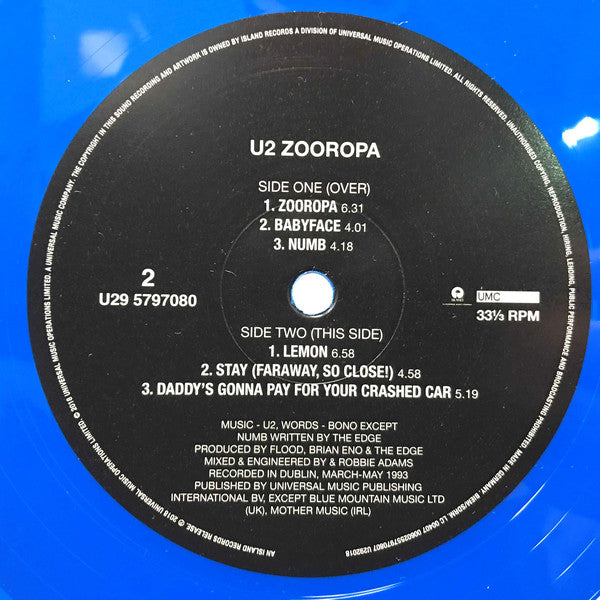 U2 : Zooropa (2xLP, Album, Ltd, RE, RM, RP, Blu)