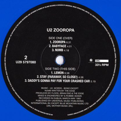 U2 : Zooropa (2xLP, Album, Ltd, RE, RM, RP, Blu)