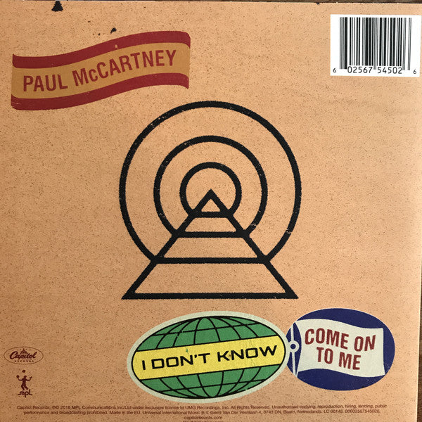 Paul McCartney : I Don't Know / Come On To Me (7", RSD, Single, Ltd)