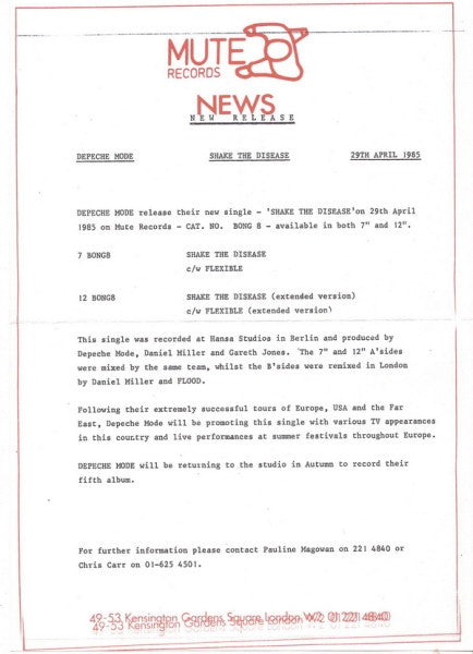 Depeche Mode : Shake The Disease (7", Single)