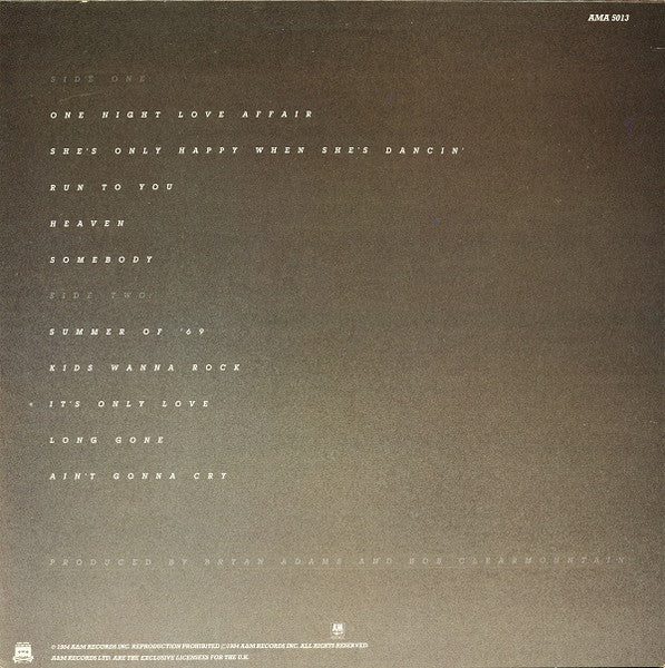 Bryan Adams : Reckless (LP, Album)