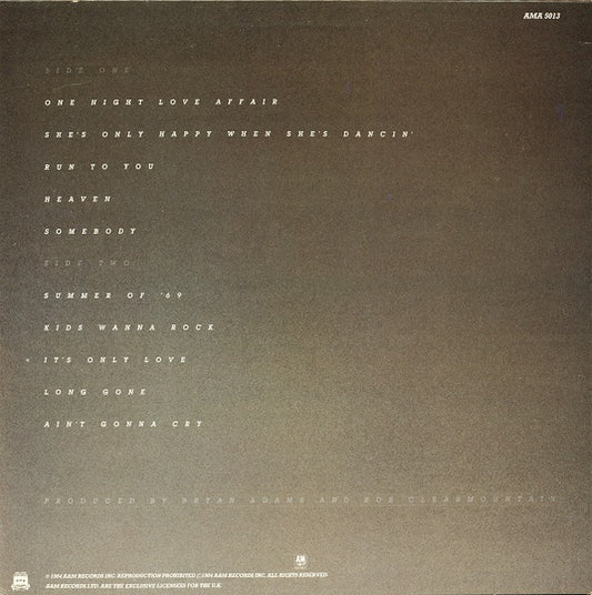 Bryan Adams : Reckless (LP, Album)