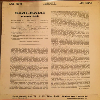 Martial Solal - Sadi Quartette : Sadi-Solal Quartet (LP, Album, Mono)
