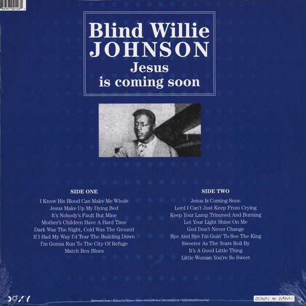 Blind Willie Johnson : Jesus Is Coming Soon (LP, Album, Comp)