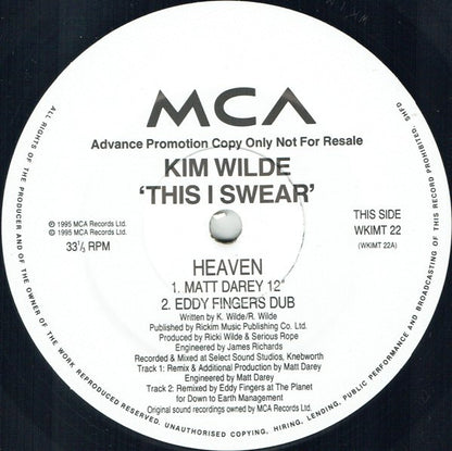 Kim Wilde : Heaven (12", Promo)