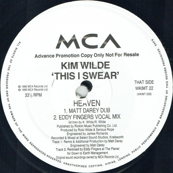 Kim Wilde : Heaven (12", Promo)