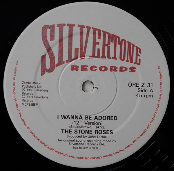 The Stone Roses : I Wanna Be Adored (12", Single)