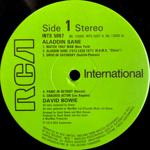 David Bowie : Aladdin Sane (LP, Album, RE)