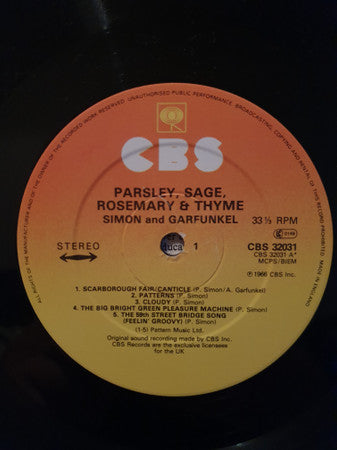 Simon And Garfunkel* : Parsley, Sage, Rosemary And Thyme (LP, Album, RE)