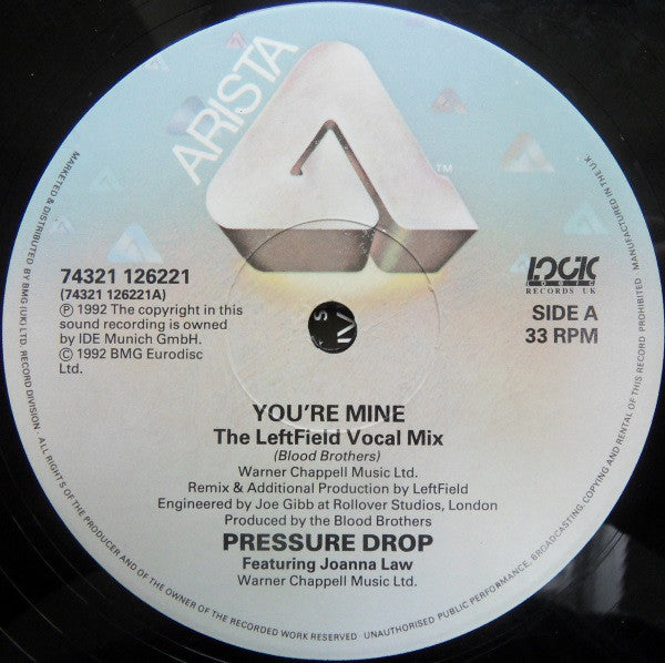 Pressure Drop Featuring Joanna Law : You're Mine (Leftfield Remix) (12")