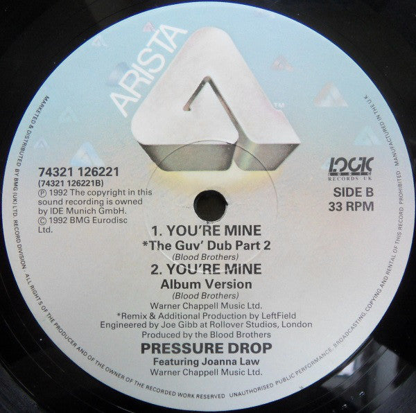 Pressure Drop Featuring Joanna Law : You're Mine (Leftfield Remix) (12")