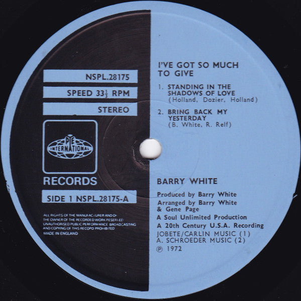 Barry White : I've Got So Much To Give (LP, Album)