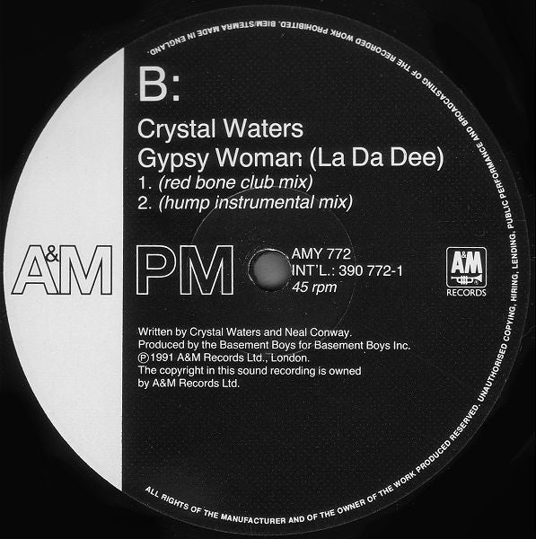 Crystal Waters : Gypsy Woman (La Da Dee) (12")