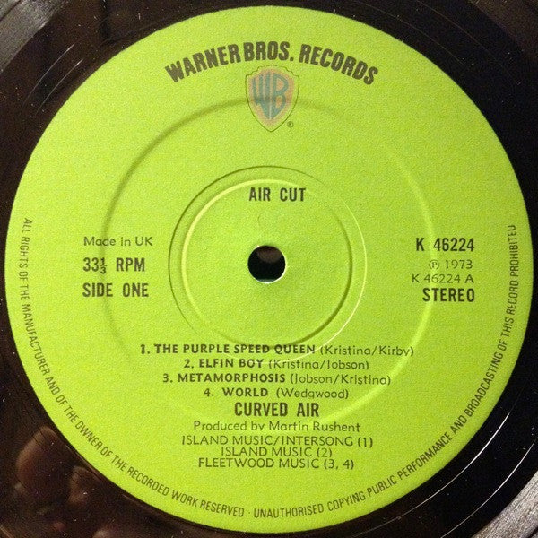 Curved Air : Air Cut (LP, Album, Gat)