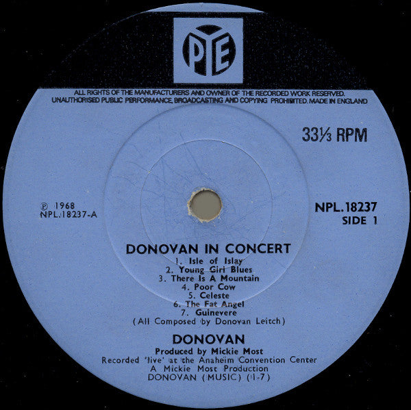 Donovan : Donovan In Concert (LP, Album, Mono)