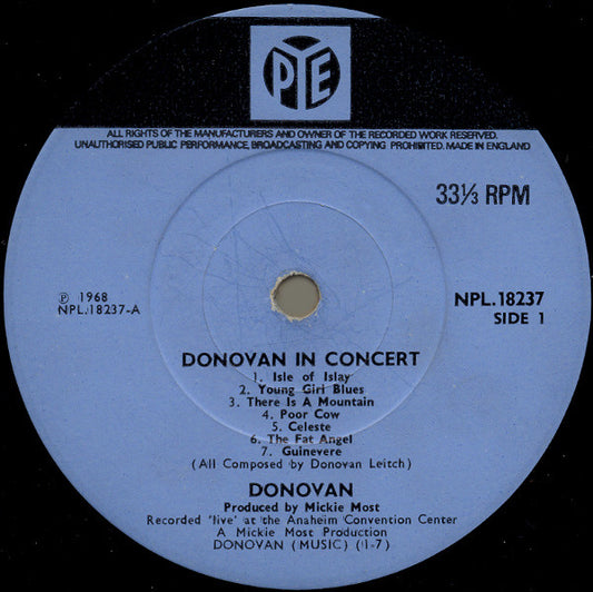 Donovan : Donovan In Concert (LP, Album, Mono)