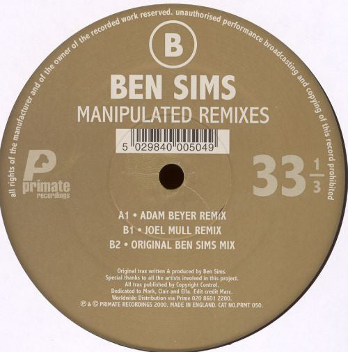 Ben Sims : Manipulated Remixes (2x12")