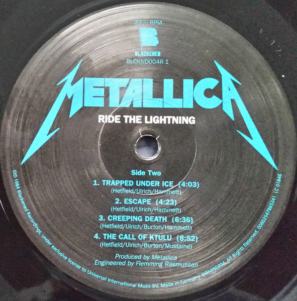 Metallica : Ride The Lightning (LP, Album, RE, RM)