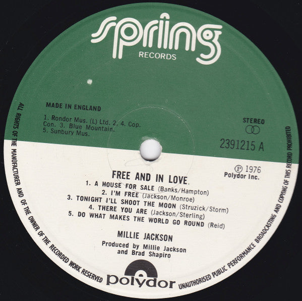 Millie Jackson : Free And In Love (LP, Album)