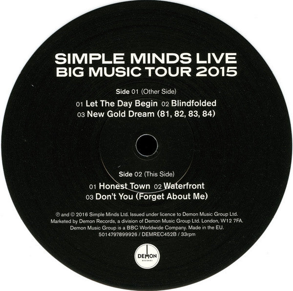 Simple Minds : Big Music Tour 2015 (Simple Minds Live) (2xLP, Album, RE, Whi)