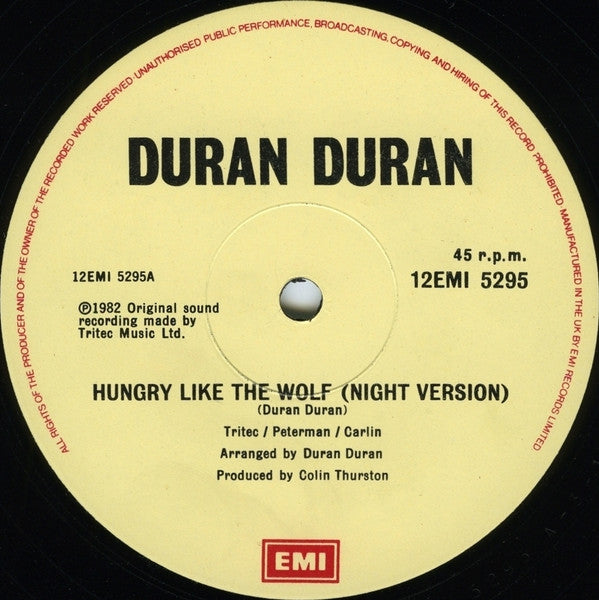 Duran Duran : Hungry Like The Wolf (Night Version) (12", Single)