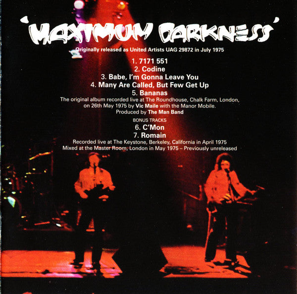 Man : Maximum Darkness (CD, Album, RE, RM)