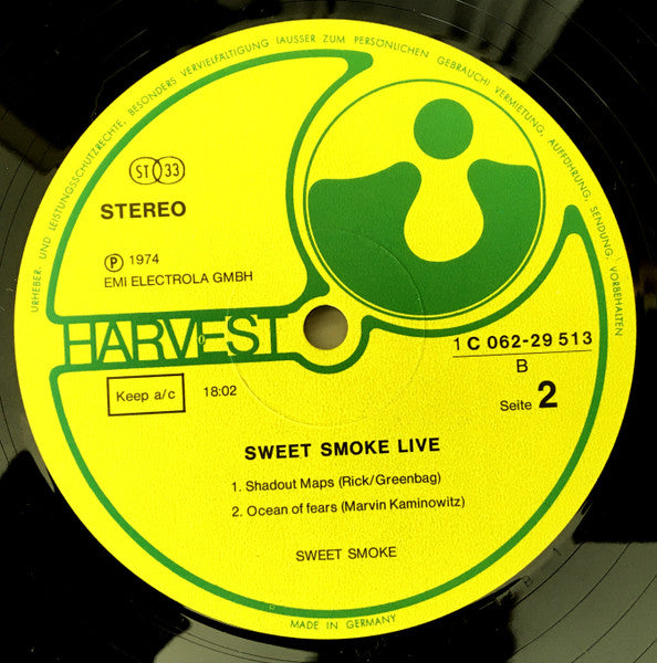 Sweet Smoke : Sweet Smoke Live (LP, Album)