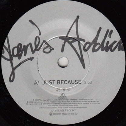 Jane's Addiction : Just Because (7", Single)