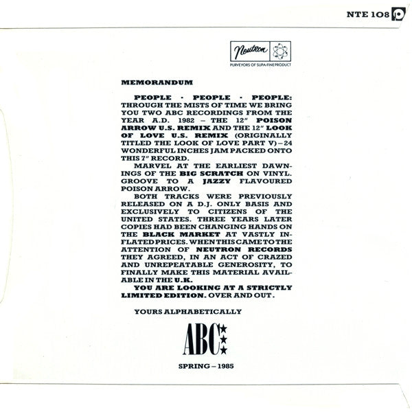 ABC : Be Near Me (7", Single + 7", Single, Ltd + Ltd)