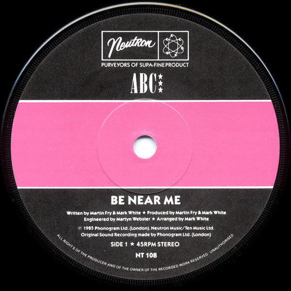 ABC : Be Near Me (7", Single + 7", Single, Ltd + Ltd)