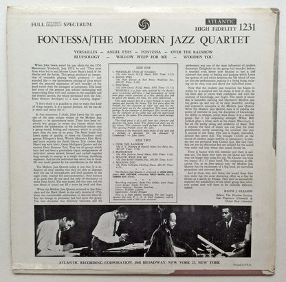 The Modern Jazz Quartet : Fontessa (LP, Album, Mono, RP, Whi)