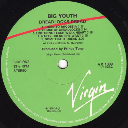Big Youth : Dread Locks Dread (LP, Album, RE, Tex)