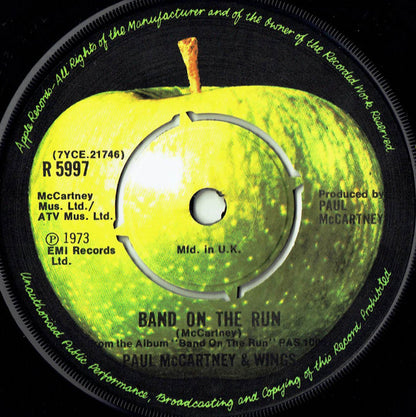 Wings (2) : Band On The Run  (7", Single, Pus)