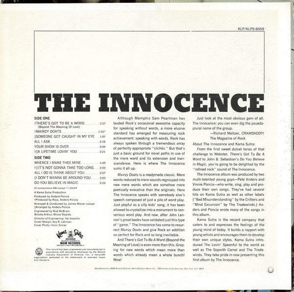The Innocence : The Innocence (LP, Album, MGM)