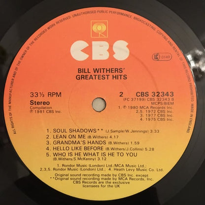 Bill Withers : Bill Withers' Greatest Hits (LP, Comp, RE, Sun)
