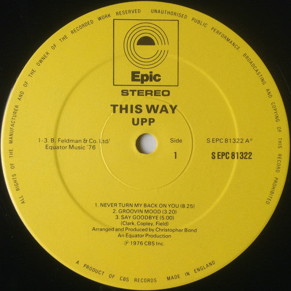 UPP : This Way (LP, Album)