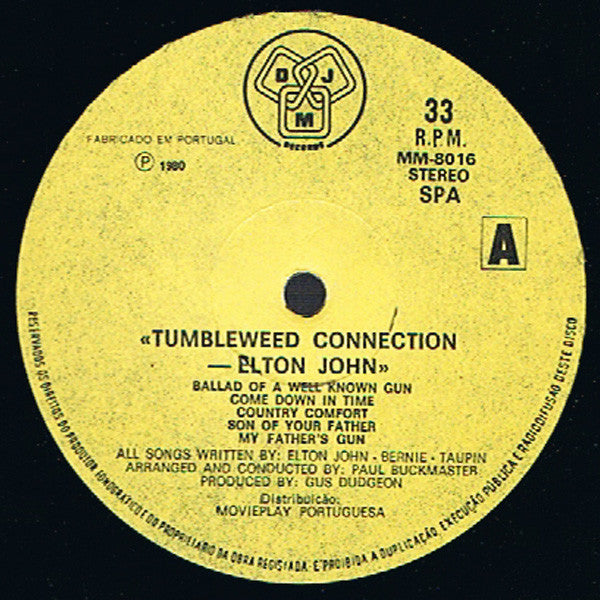 Elton John : Tumbleweed Connection (LP, Album, RE, Gat)