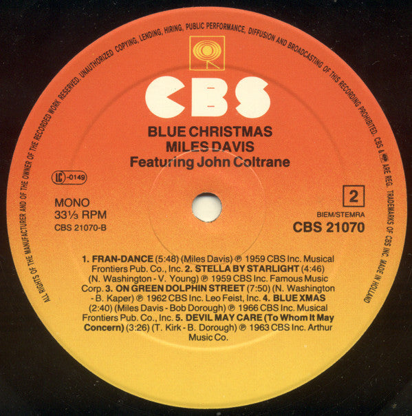 Miles Davis : Blue Christmas (LP, Comp, Mono)