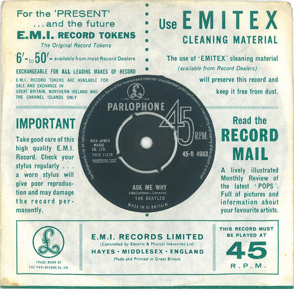 The Beatles : Please Please Me (7", Single, Mono, RP, 2nd)