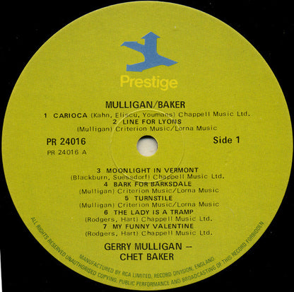 Gerry Mulligan & Chet Baker : Mulligan / Baker (2xLP, Comp, RE, RM, Gat)