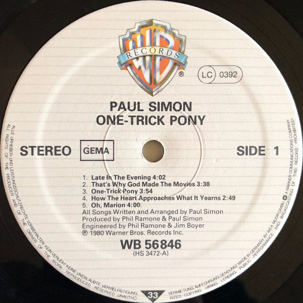 Paul Simon : One-Trick Pony (LP, Album)