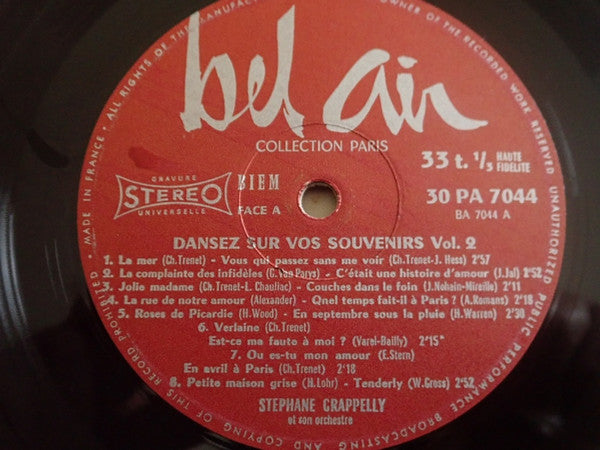 Stephane Grappelly Et Son Orchestre : Dansez Sur Vos Souvenirs Vol 2 (LP, Album)