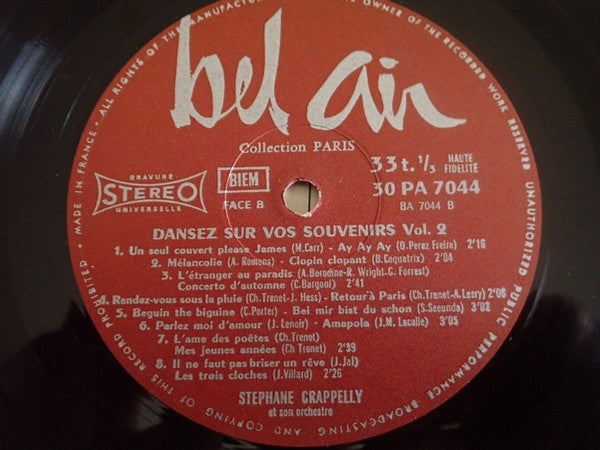 Stephane Grappelly Et Son Orchestre : Dansez Sur Vos Souvenirs Vol 2 (LP, Album)