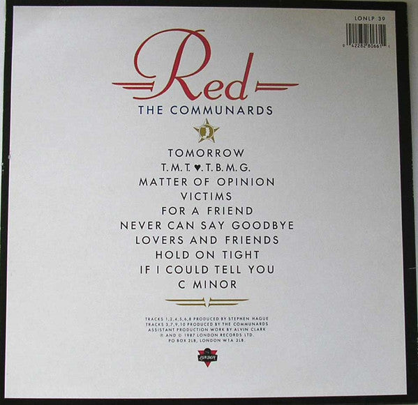 The Communards : Red (LP, Album, Whi)