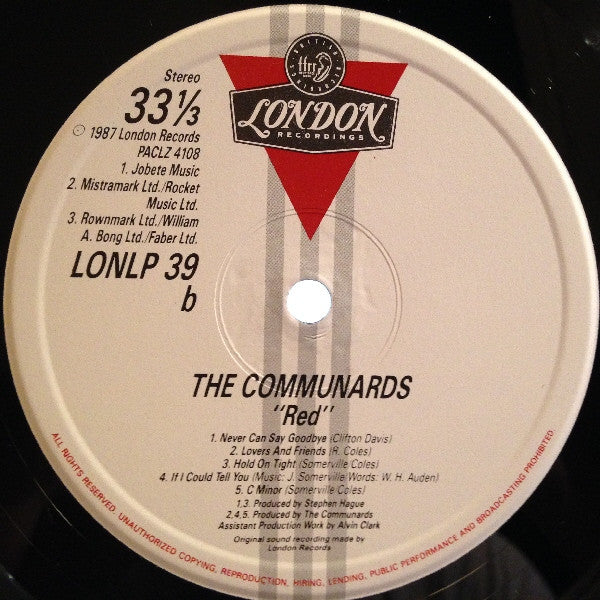 The Communards : Red (LP, Album, Whi)