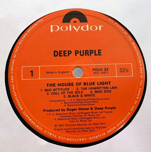 Deep Purple : The House Of Blue Light (LP, Album)